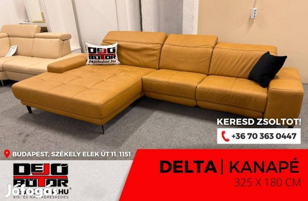 Delta valódi bőr krém sarok kanapé ülőgarnitúra 325x180 cm motoros