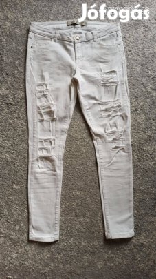 Denim & Co fehér szaggatott farmer