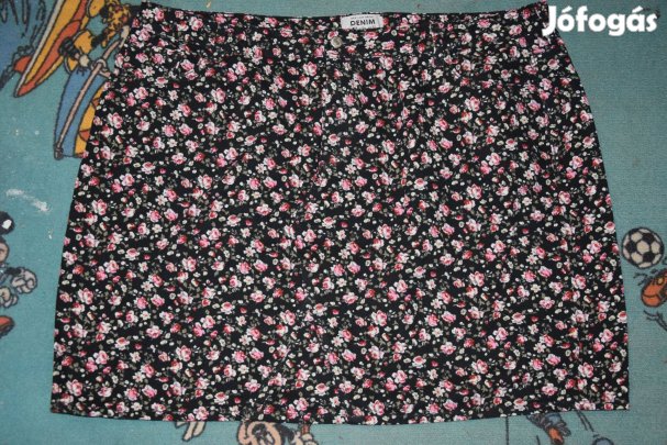 Denim virágmintás női szoknya (méret:54.)