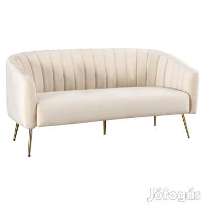 Design 3-as ülés kanapé, bézs Velvet szövet/gold króm-arany, BAGY