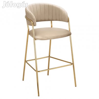 Design bárszék, bézs Velvet szövet/gold króm arany, DASMIN NEW TYP 2