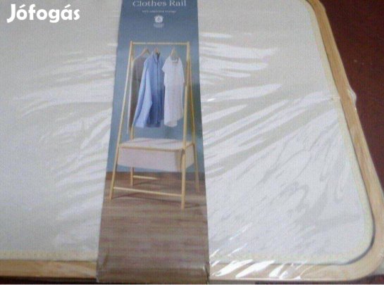 Design bútor ruhatartó állvány natur fa vászon Új