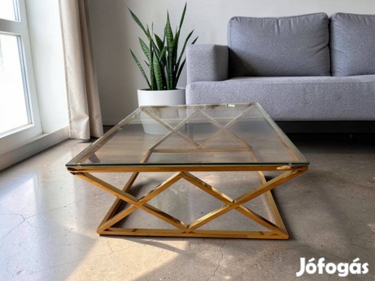 Design dohányzóasztal, vastag biztonsági üveggel