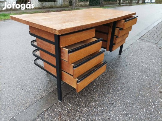 Design fém fa íróasztal formatervezett 1960