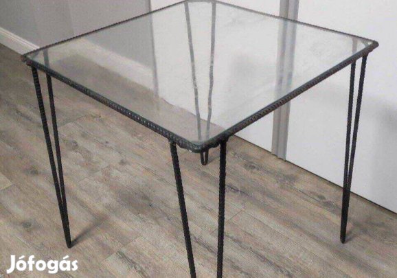 Design vas asztal üveg lap 60x60 cm