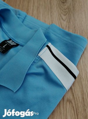 Designer égkék sportos férfi póló L