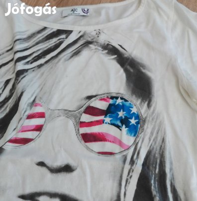 Designer fehér pamut női felső S