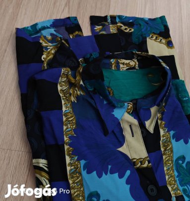 Designer színes láncmintás női blúz XL