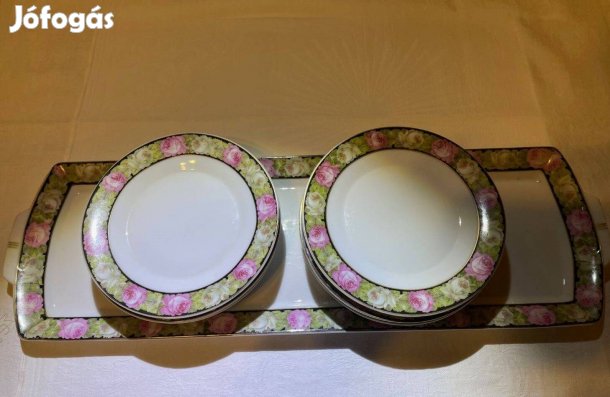 Desszertes készlet bécsi rózsás dekorral