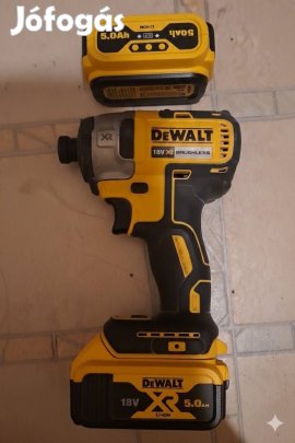 Dewalt 18V XR Brushless ütvecsavarozó + 5.0Ah LED-es akku Töltő nélkül