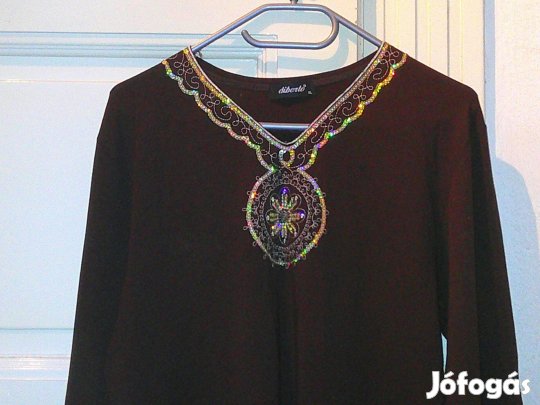 Diberto flitteres barna női felső ( XL-es )