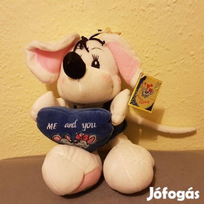 Diddl jellegű plüss egér szívvel (eredeti címkével)