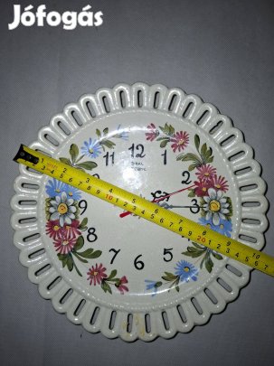 Diehl Tesonic márkájú, virágmintás kerámia fali tányéróra