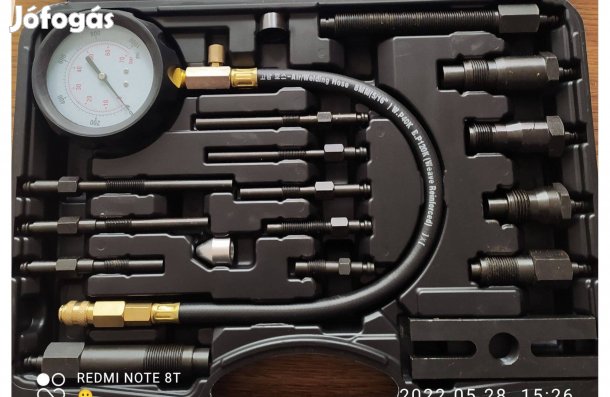 Diesel kompresszió mérő készlet, adapterekkel, 0-70bar
