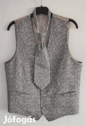 Digel vőlegény mellény, nyakkendővel és díszzsebkendővel