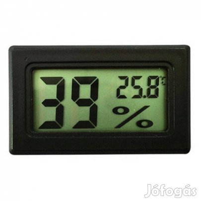 Digitális LCD Páratartalom mérő + Hőmérő (Fekete) (_)