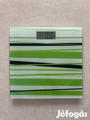 Digitális személymérleg zöld design csíkos fürdőszobai mérleg