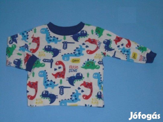 Dinó mintás fehér hosszú ujjú felső 6-9 hó (méret 74)