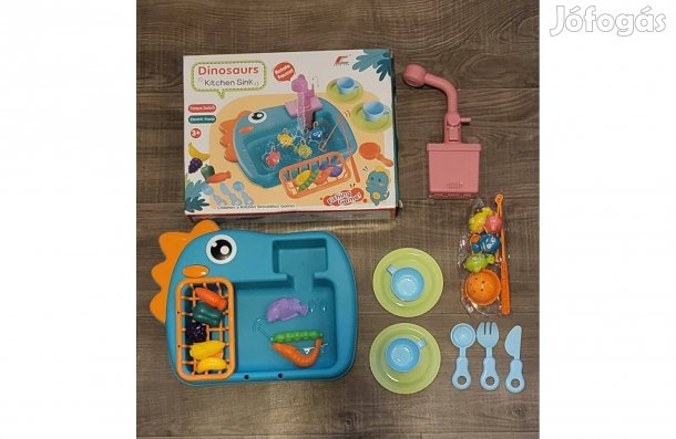 Dinoszaurus 2 az 1-ben konyhai mosogató játék folyóvízzel