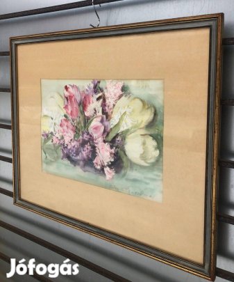 Diósy Antal Tulipánok akvarell festmény