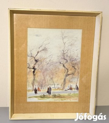 Diósy Antal: Városligeti részlet - akvarell, Képcsarnokos eredet