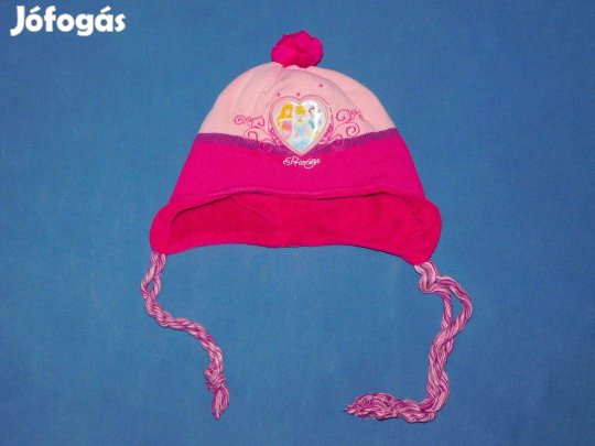 Disney Hercegnők rózsaszín, téli sapka, 50-54 cm, 5-8 éves kislányra