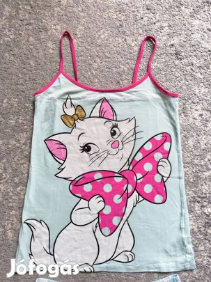 Disney Marie cicás zöld top, pántos pizsama felső S-M