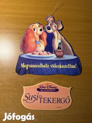 Disney Susi és Tekergő VHS függő karton reklám, display