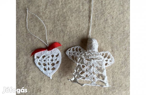 Dísz - horgolt karácsonyfa dísz angyalkás csomag