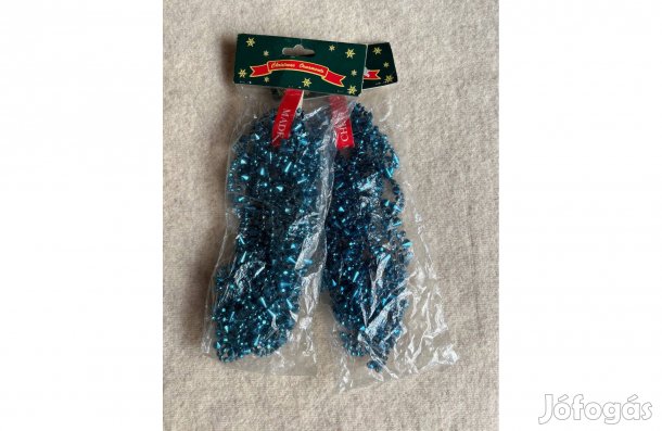 Dísz - karácsonyi csepp alakú girland kék színű