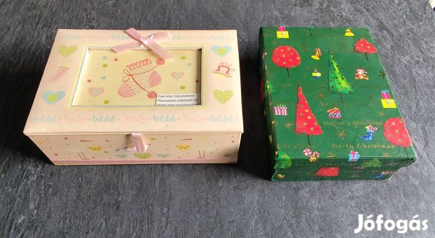 Díszdoboz újszülöttnek, ill. karácsonyi ajándéknak. Darabár.