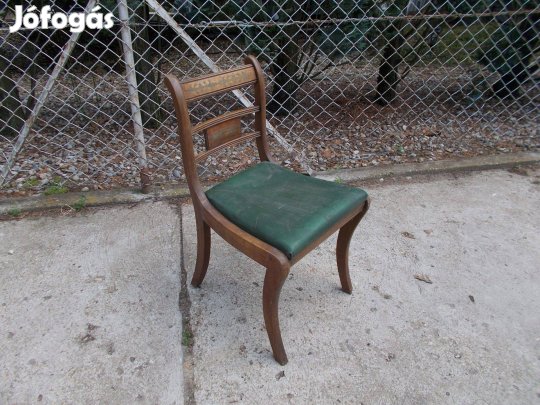 Díszes Angol szék , ülőfelület: valódi bőr, számozott, Restaurálandó