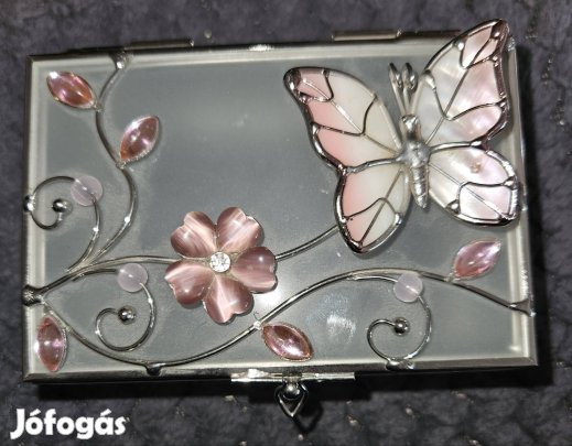 Díszes pillangós ékszerdoboz - 12×8×5 cm