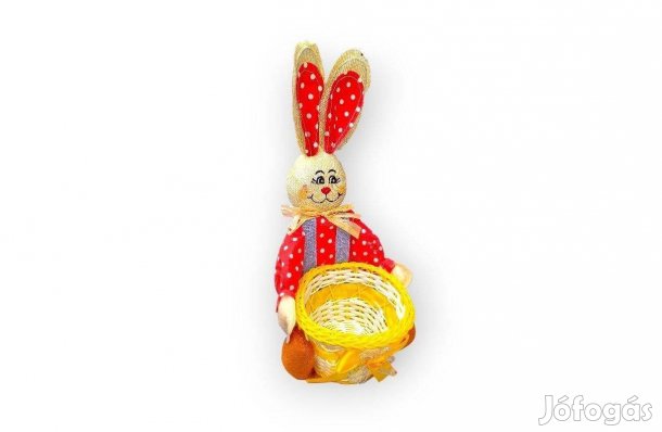 Díszítő húsvéti kosár nyuszival 15x15x30cm