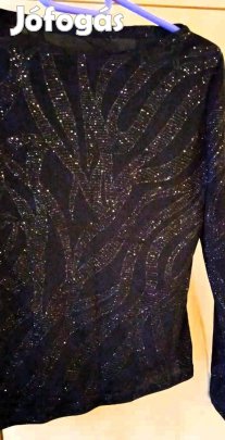 Diszkrét csillogású elegáns finom alkalmi fekete felső