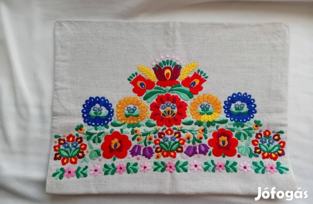 Díszpárna huzat, virágos, hímzett, új, eladó