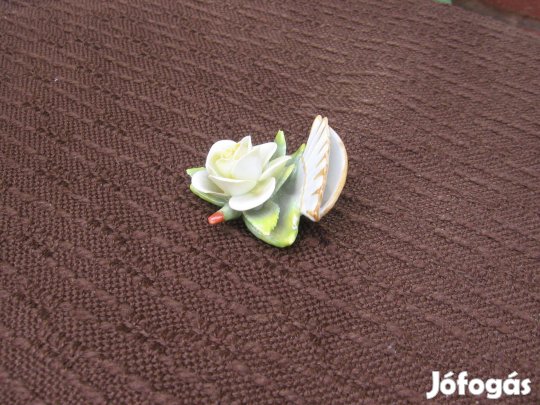 Dísztárgy porcelán rózsa - vitrintárgy