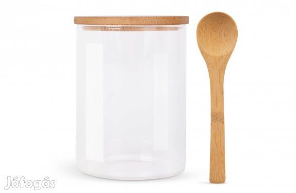 Díszüveg Fűszertároló 450ml üveg fűszertartó 8x11 cm dugóval + kanál