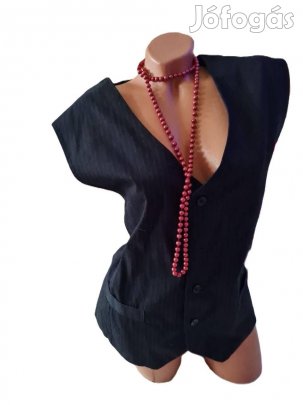 Divatos, Fekete Halszálkás Mellény (Méret: (44 -46)! Kód: ME 285