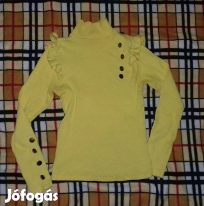 Divatos félgarbós fodros vállú vékony pulóver, XS-S