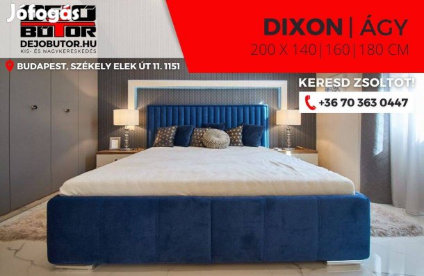 Dixon franciaágy 140x200 cm ágybetét + ágyneműtartó komplett kék