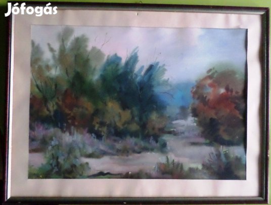 Dobos Lajos: Tájkép (akvarell)