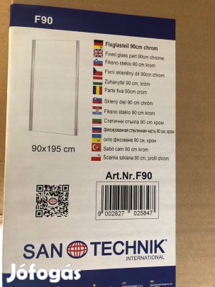 Dobozában eladó egy új állapotú Sanotechnik 90x195 cm- es zuhanyfal