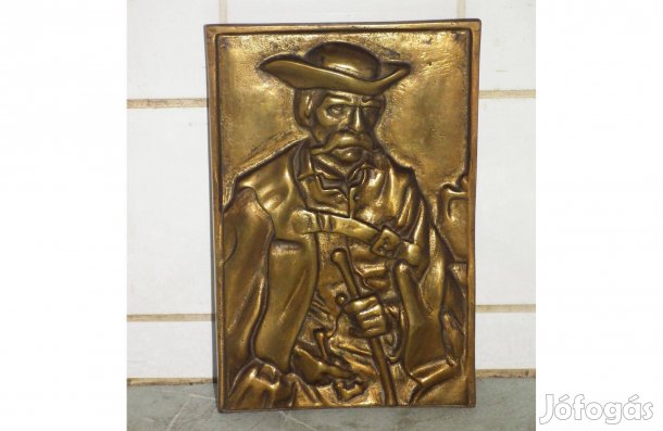Dögnehéz plakett réz falidísz tradicionális magyar pásztor