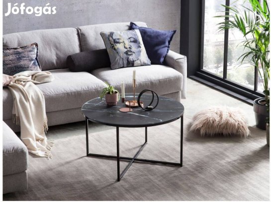 Dohányzóasztal, 80 cm, fekete,Salesfever Daisy, kerek ,Új