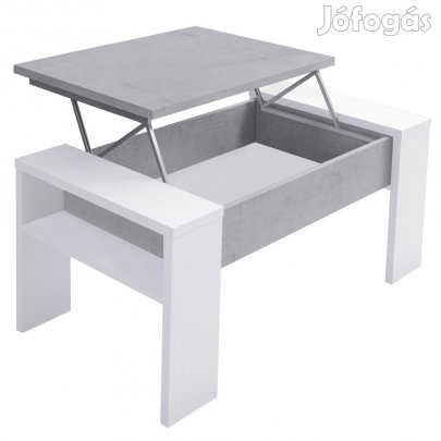 Dohányzóasztal, fehér/beton, PULA