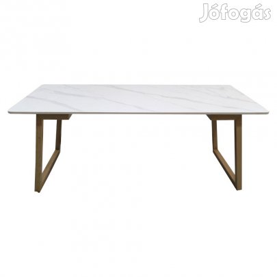 Dohányzóasztal, fehér márvány/bükk, DEMIAN