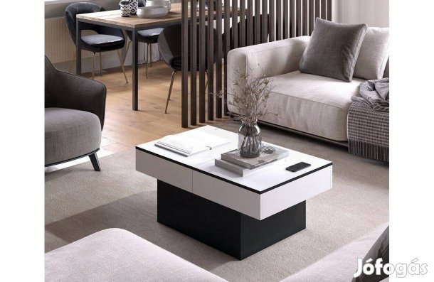 Dohányzóasztal bővíthető asztallappal,Vicco Modern,fekete-fehér,Új