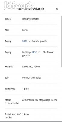 Dohányzóasztal új