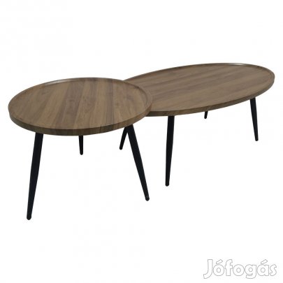 Dohányzóasztalok, 2 db-os szett, tölgy/fekete, SILVIO